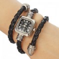 Unisex Square Dial Strikket Pu Band Quartz Analog armbånd watch
